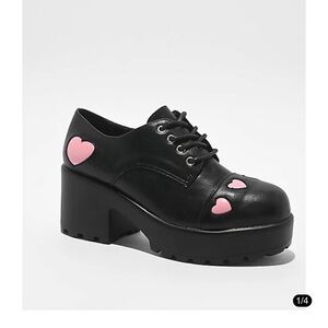 KOI Tennin Heart Shoe Black and Pink Heart Women's Platform Shoes